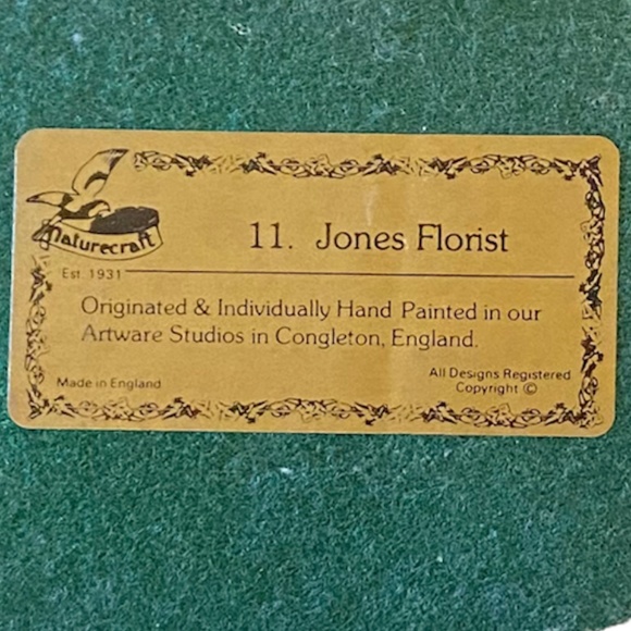 Vintage Naturecraft Figurine Jones Florist #11 by Peter Tomlins 1985 - Picture 9 of 9
